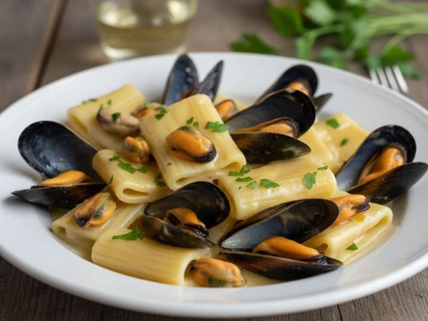 Rigatoni con le cozze e il prezzemolo